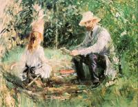 Morisot, Berthe - Eugene Manet and his Daughter Julie in the Garden (The Husband and Daughter of the Artist)